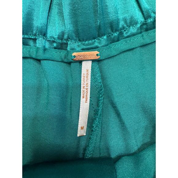FREE PEOPLE Good Days Satin Trouser in Emerald Size Medium - Picture 5 of 8